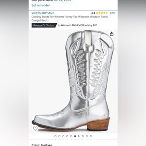 Silver metallic cowboy cowgirl boots